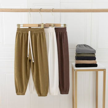 Bērnu corduroy bikses no kokvilnas, pavasaris-rudens, vidējā josta, gumijas aizdare