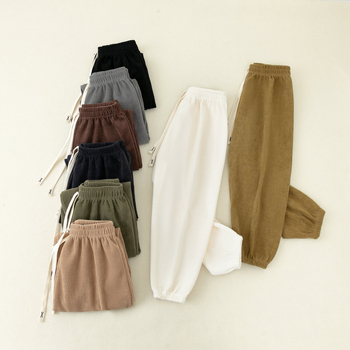 Bērnu corduroy bikses no kokvilnas, pavasaris-rudens, vidējā josta, gumijas aizdare