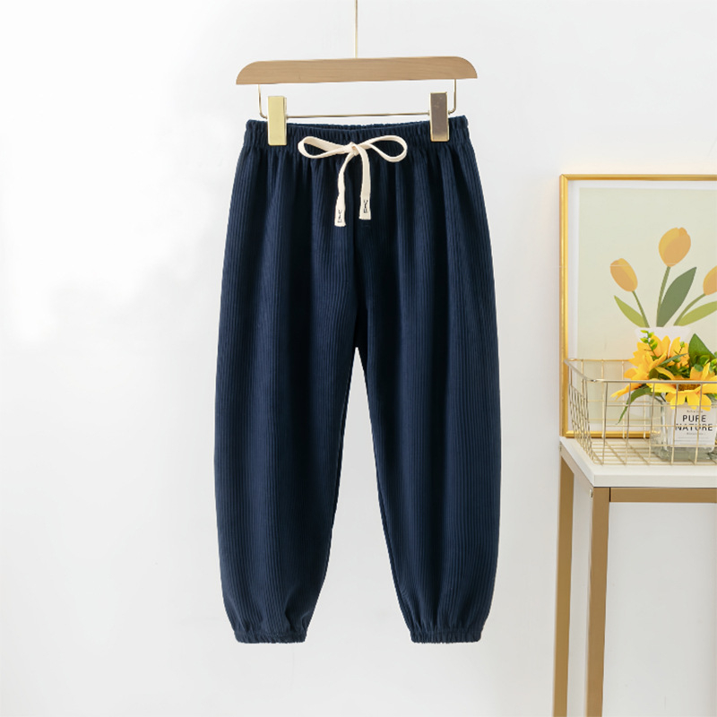 Bērnu corduroy bikses no kokvilnas, pavasaris-rudens, vidējā josta, gumijas aizdare