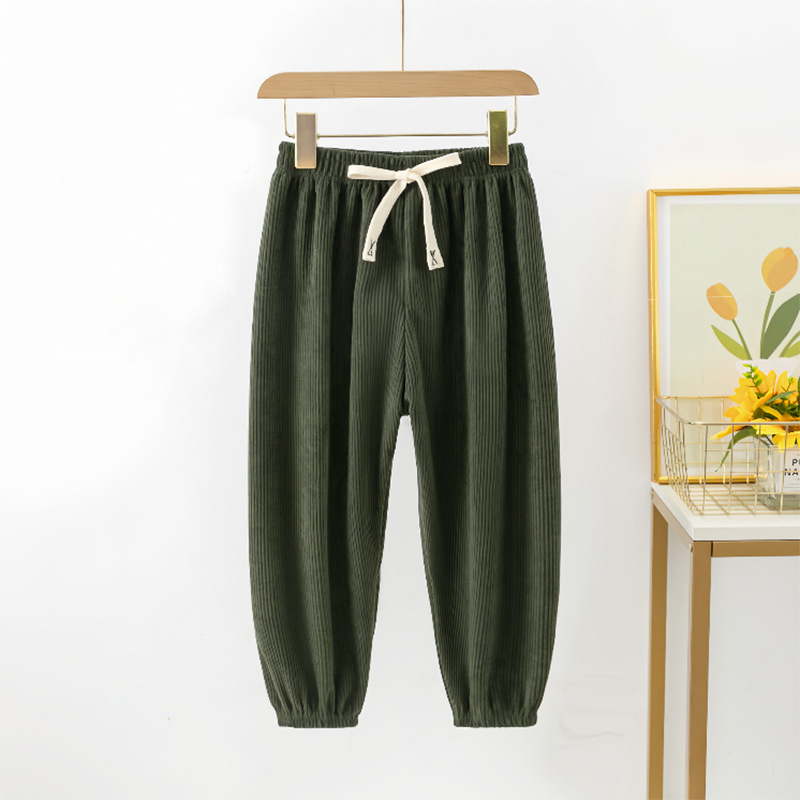 Bērnu corduroy bikses no kokvilnas, pavasaris-rudens, vidējā josta, gumijas aizdare