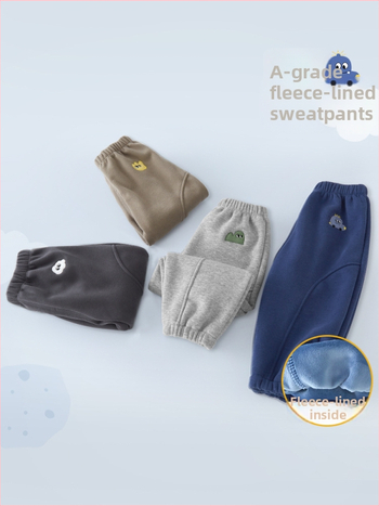 Bērnu velūra bikses, kokvilnas-poliestera maisījums (50% poliesteris), vidējā augstuma elastīgā josta, 1–3 gadi, ziemas sezonā