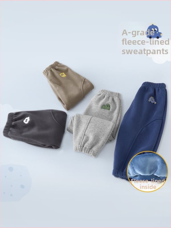 Bērnu velūra bikses, kokvilnas-poliestera maisījums (50% poliesteris), vidējā augstuma elastīgā josta, 1–3 gadi, ziemas sezonā