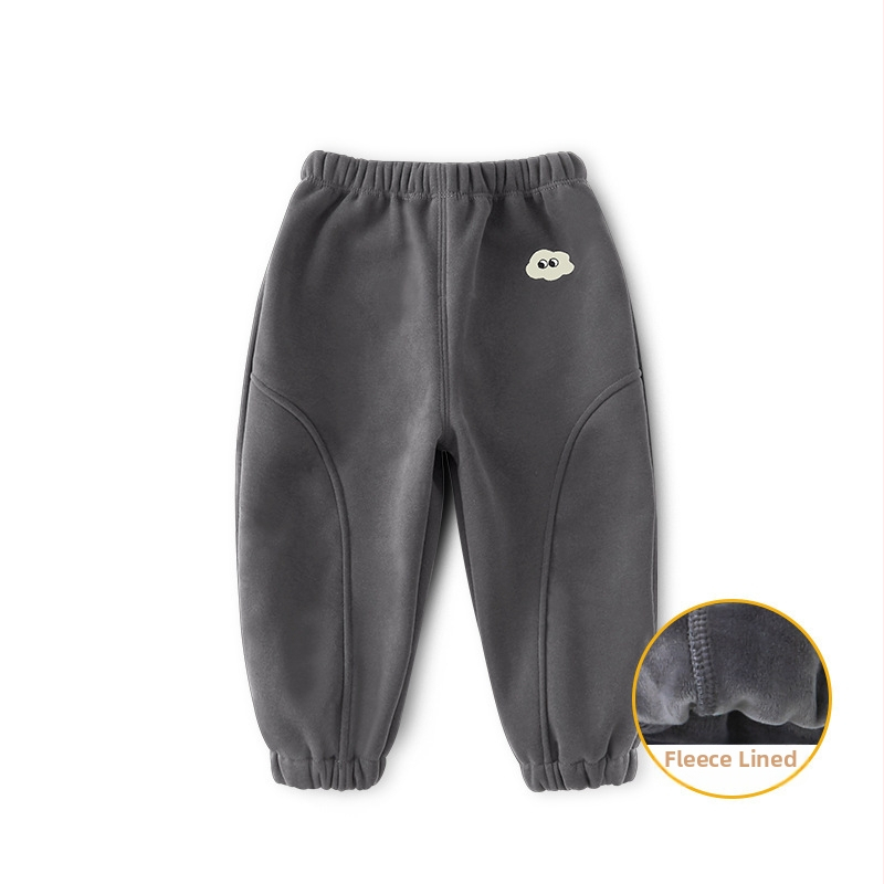 Bērnu velūra bikses, kokvilnas-poliestera maisījums (50% poliesteris), vidējā augstuma elastīgā josta, 1–3 gadi, ziemas sezonā