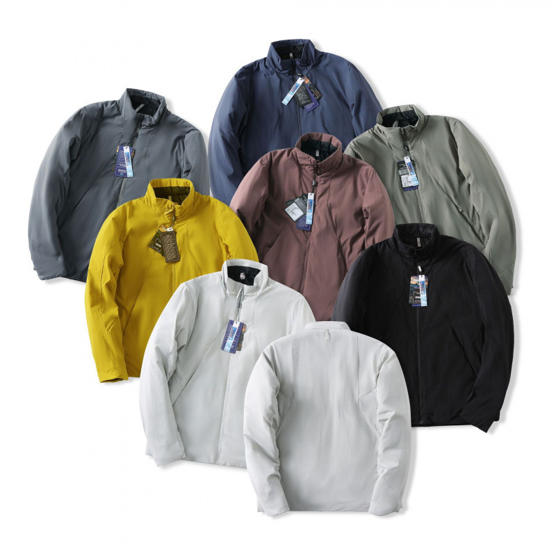 Muška jakna s pamukovim punjenjem, vanjski najlon, kapuljača, stojeći ovratnik, zatvarač