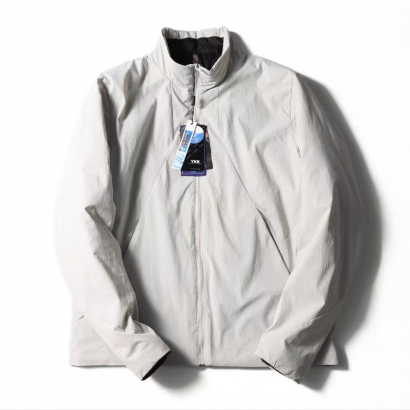 Muška jakna s pamukovim punjenjem, vanjski najlon, kapuljača, stojeći ovratnik, zatvarač