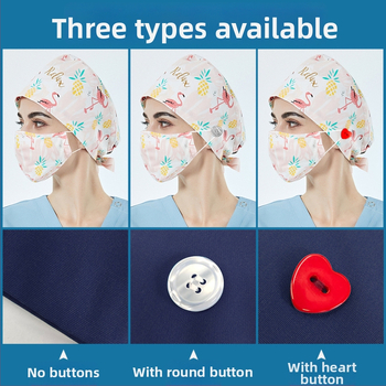 Căciulă chirurgicală imprimată pentru sala de operații, din bumbac, unisex, model floral, vârf plat