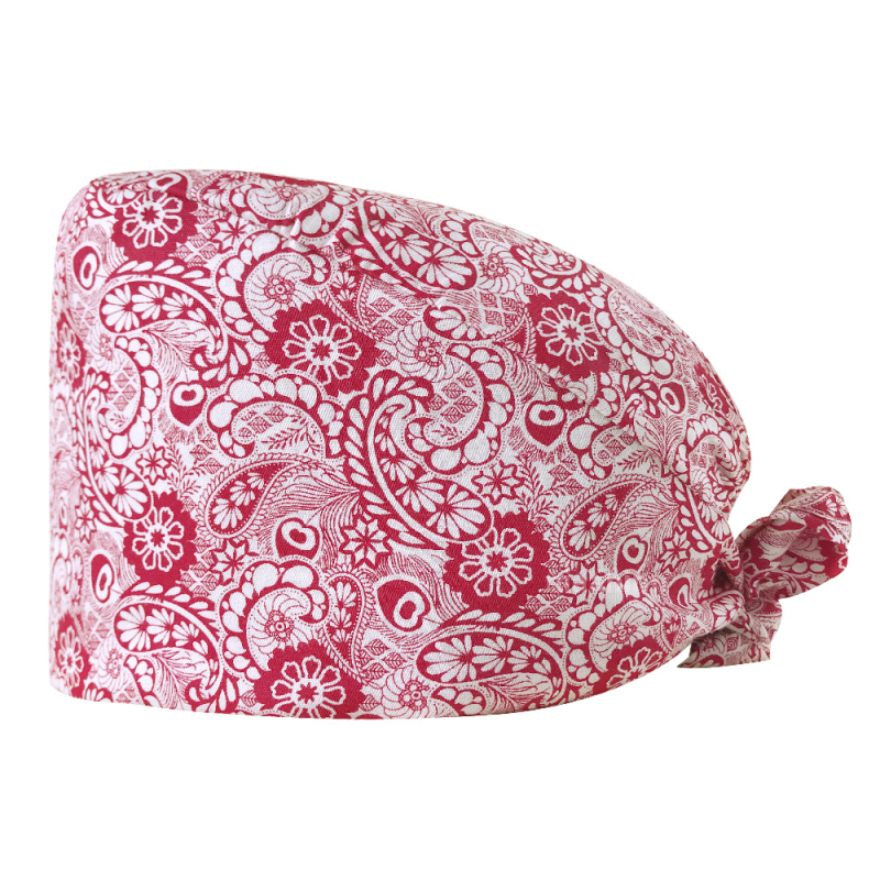 Căciulă chirurgicală imprimată pentru sala de operații, din bumbac, unisex, model floral, vârf plat