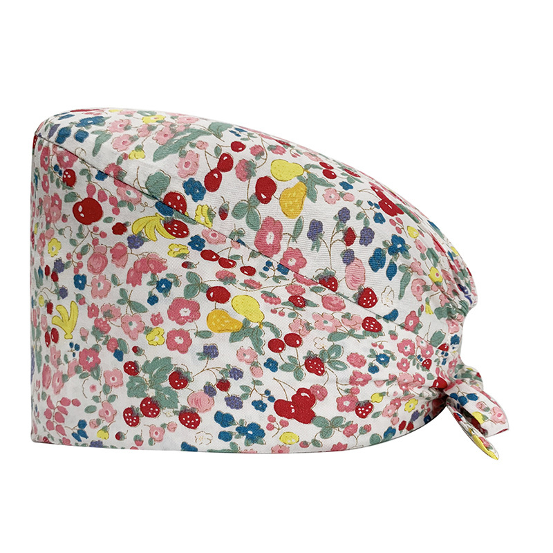 Căciulă chirurgicală imprimată pentru sala de operații, din bumbac, unisex, model floral, vârf plat