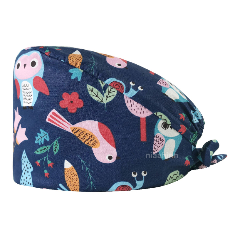 Căciulă chirurgicală imprimată pentru sala de operații, din bumbac, unisex, model floral, vârf plat
