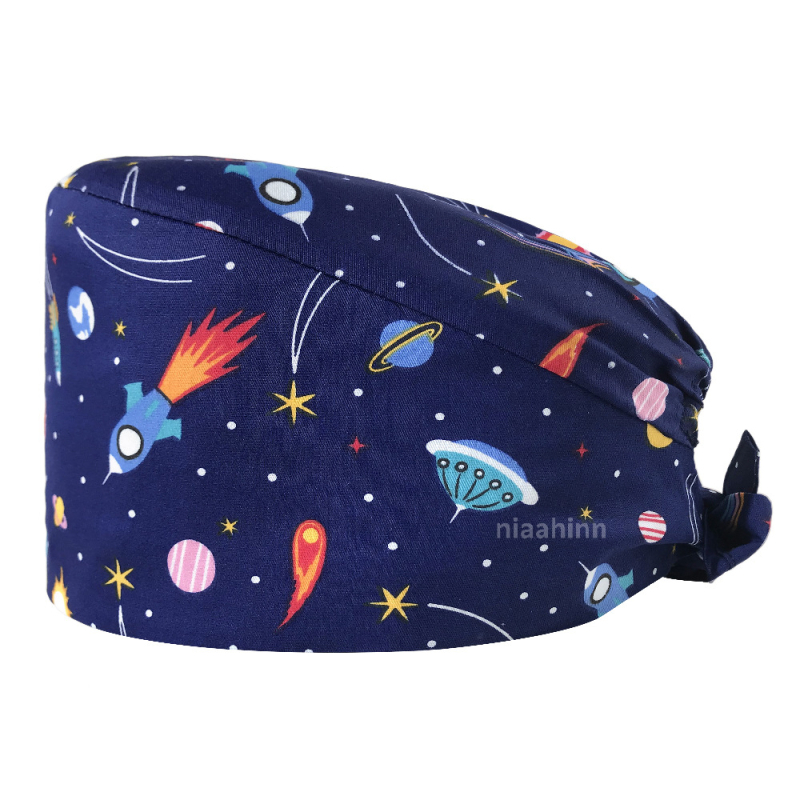 Căciulă chirurgicală imprimată pentru sala de operații, din bumbac, unisex, model floral, vârf plat