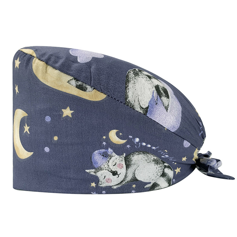 Căciulă chirurgicală imprimată pentru sala de operații, din bumbac, unisex, model floral, vârf plat