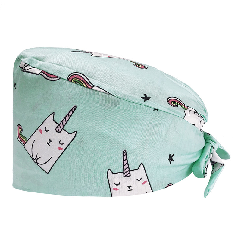 Căciulă chirurgicală imprimată pentru sala de operații, din bumbac, unisex, model floral, vârf plat