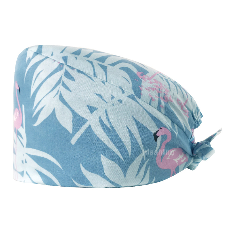 Căciulă chirurgicală imprimată pentru sala de operații, din bumbac, unisex, model floral, vârf plat