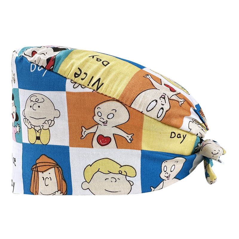 Căciulă chirurgicală imprimată pentru sala de operații, din bumbac, unisex, model floral, vârf plat