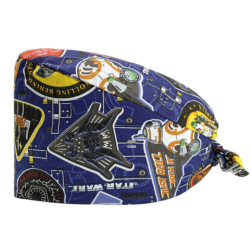 Căciulă chirurgicală imprimată pentru sala de operații, din bumbac, unisex, model floral, vârf plat