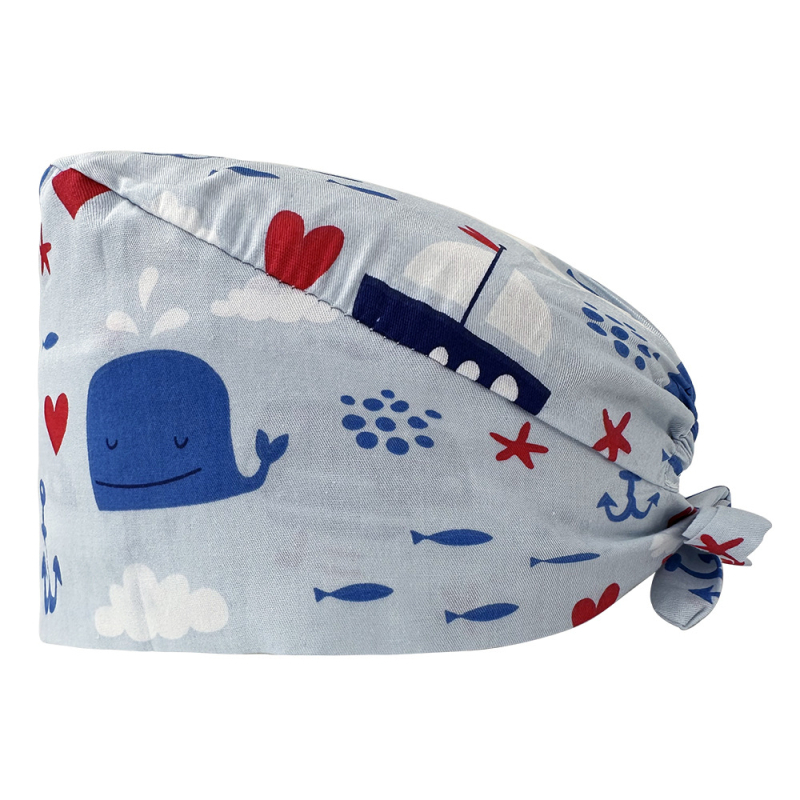 Căciulă chirurgicală imprimată pentru sala de operații, din bumbac, unisex, model floral, vârf plat