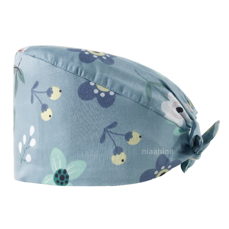 Căciulă chirurgicală imprimată pentru sala de operații, din bumbac, unisex, model floral, vârf plat