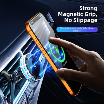 Auto držač za telefon s bežičnim punjenjem, dvostruki magnetski, sklopivi zaslon, 25W, kompatibilan s navigacijom