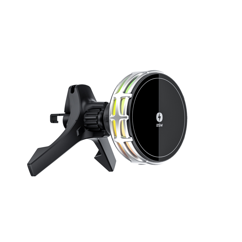 Auto držač za telefon s bežičnim punjenjem, dvostruki magnetski, sklopivi zaslon, 25W, kompatibilan s navigacijom