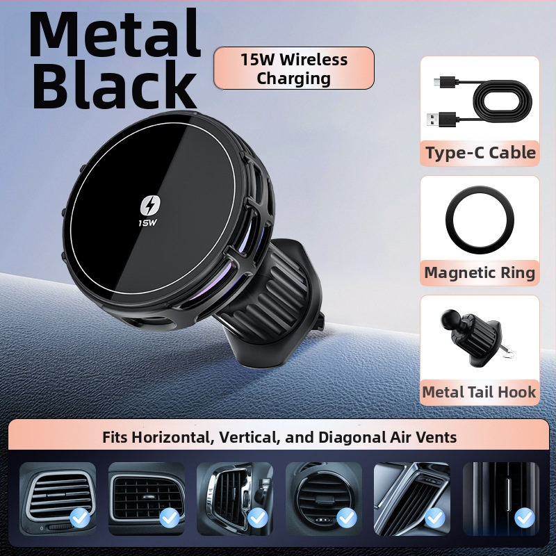 Auto držač za telefon s bežičnim punjenjem, dvostruki magnetski, sklopivi zaslon, 25W, kompatibilan s navigacijom