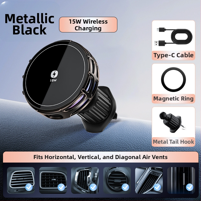 Auto držač za telefon s bežičnim punjenjem, dvostruki magnetski, sklopivi zaslon, 25W, kompatibilan s navigacijom