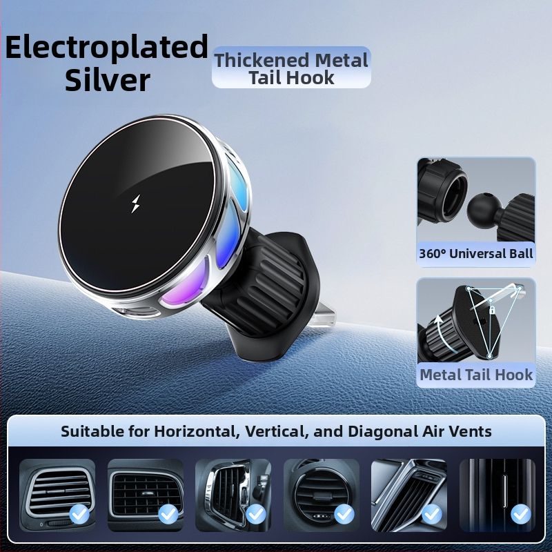 Auto držač za telefon s bežičnim punjenjem, dvostruki magnetski, sklopivi zaslon, 25W, kompatibilan s navigacijom