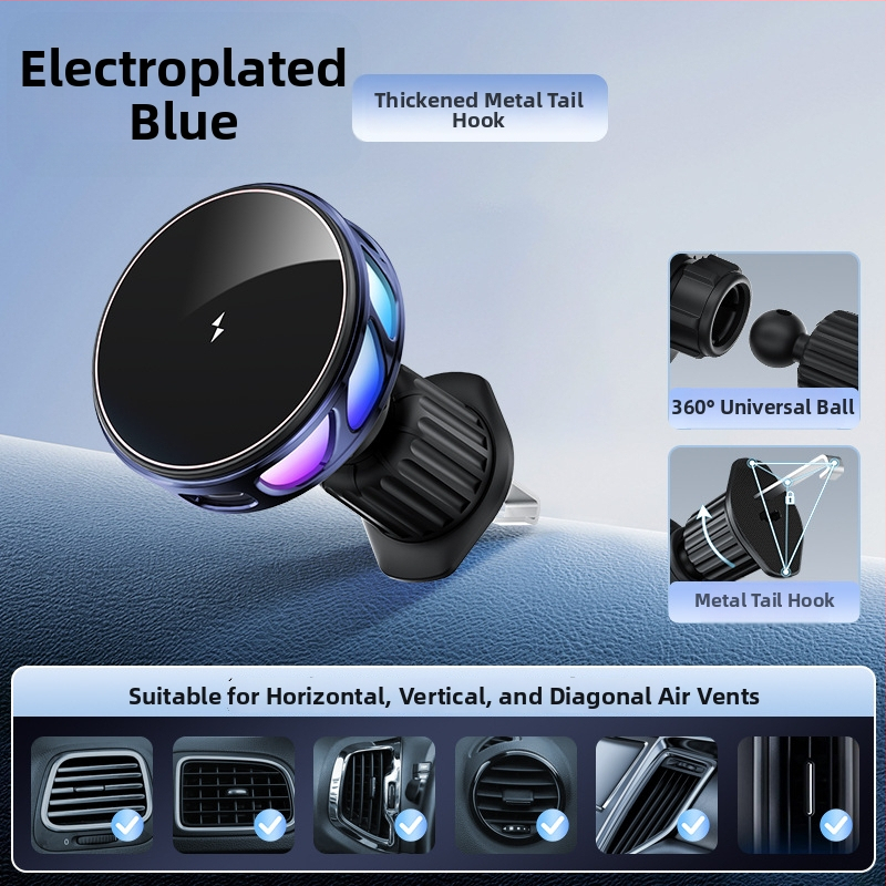 Auto držač za telefon s bežičnim punjenjem, dvostruki magnetski, sklopivi zaslon, 25W, kompatibilan s navigacijom