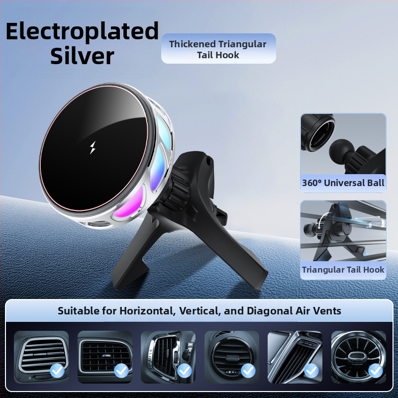 Auto držač za telefon s bežičnim punjenjem, dvostruki magnetski, sklopivi zaslon, 25W, kompatibilan s navigacijom