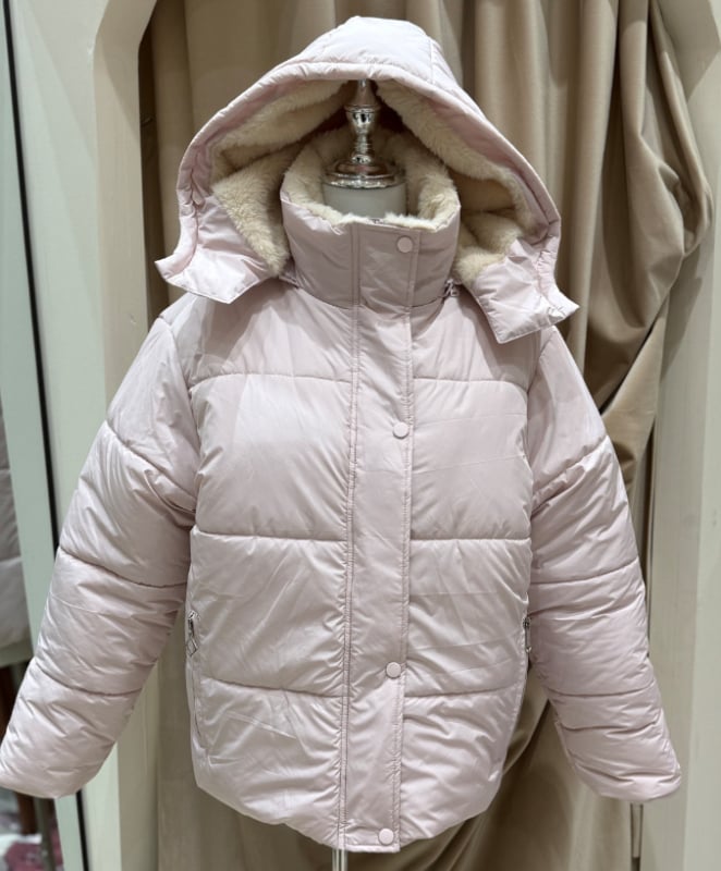 Laisvai krintantis medvilnės paltas su nuimama gobtuvu ir stovinčia apykakle, dryžuotas raštas, Oxford audinys, poliester/spandeks mišinys