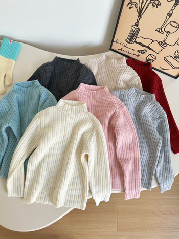 Bērnu džemperis no Angoras vilnas ar kapuci, pusaugsts apkakle, garas piedurknes, ziema 2025