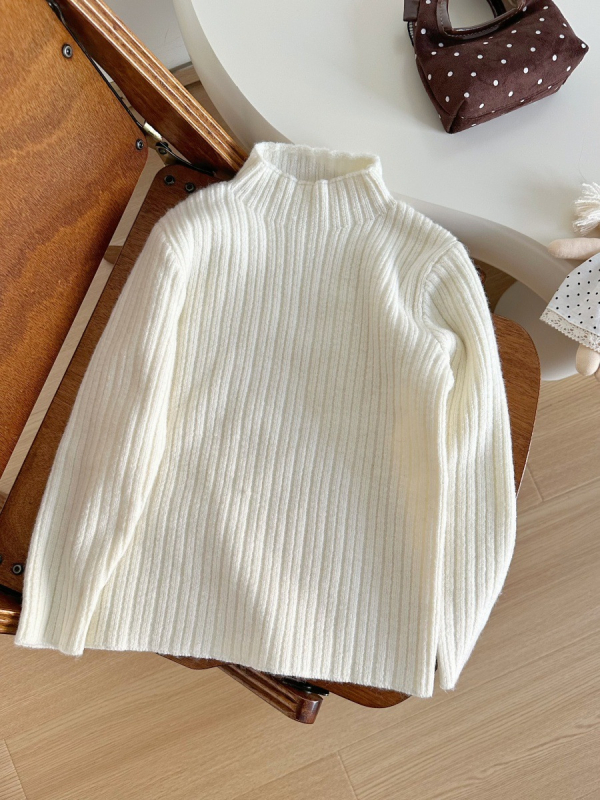 Bērnu džemperis no Angoras vilnas ar kapuci, pusaugsts apkakle, garas piedurknes, ziema 2025