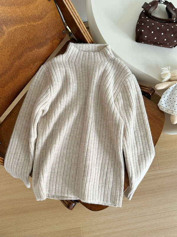 Bērnu džemperis no Angoras vilnas ar kapuci, pusaugsts apkakle, garas piedurknes, ziema 2025