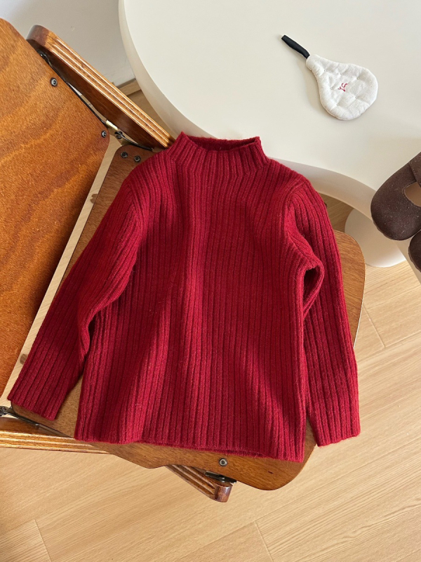 Bērnu džemperis no Angoras vilnas ar kapuci, pusaugsts apkakle, garas piedurknes, ziema 2025