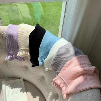 Bērnu adītais džemperis Korejas stilā, bieza auduma, garas piedurknes, augsta apkakle, vienkrāsains raksts