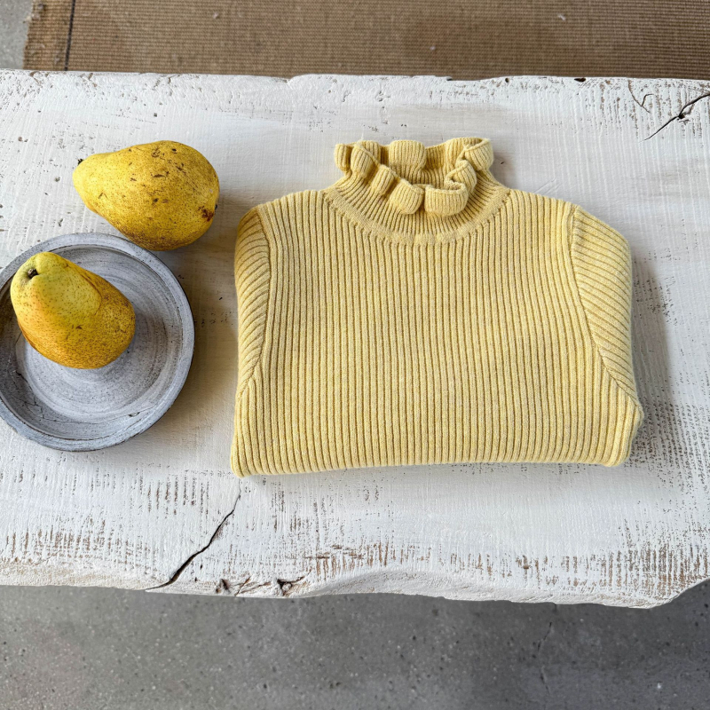 Bērnu adījuma džemperis ar pusaugsto apkakli, korejiešu stils, vienkrāsains, 50% akrils, garas piedurknes, ziemas 2025