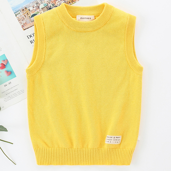 Bērnu kokvilnas adīta bez piedurknēm veste – unisex, skolas uniforma bērniem, apaļa kakla izgriezums ziemas, pavasara un rudens laikam