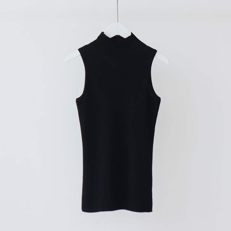 Ženski vuneni pleteni top bez rukava, uski kroj, jednobojna, srednja duljina