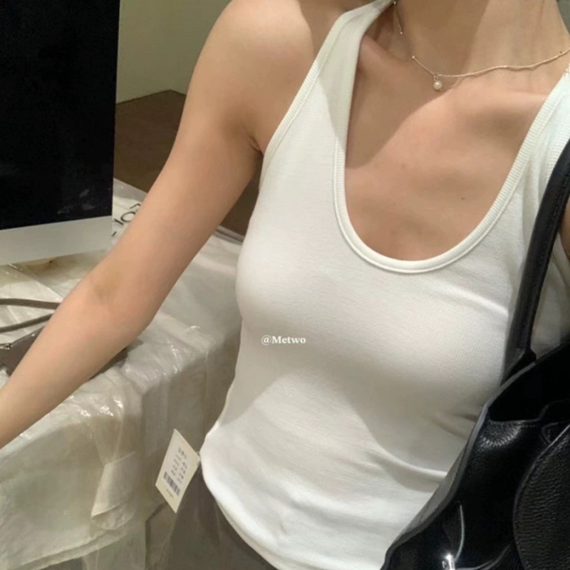 Haltera kakla top ar kvadrātveida kaklu, bieza viskozes auduma, iekšējie spilventiņi no kokvilnas un sūklīša