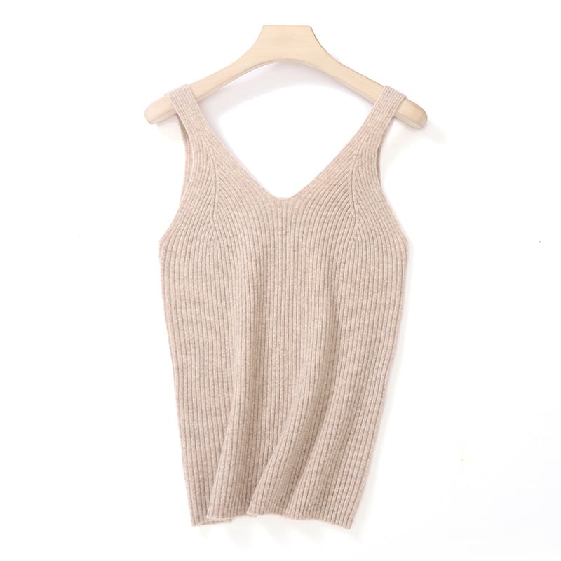 Ženski vuneni bezrukavni vest s V-dekolteom, Slim fit, duljina 50–65 cm, udio vune 50–70%