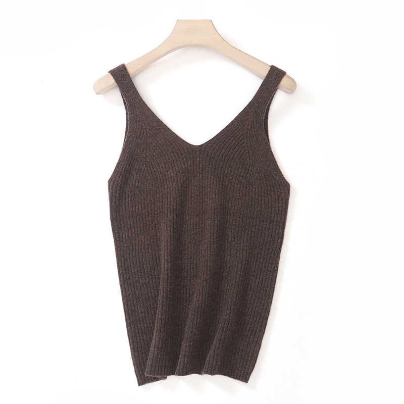 Ženski vuneni bezrukavni vest s V-dekolteom, Slim fit, duljina 50–65 cm, udio vune 50–70%