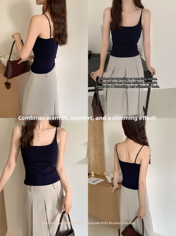 Modalna camisola, uski kroj, kratka duljina, brusen toplina za zimu 2025