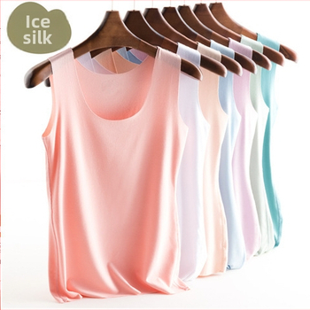 Sievietes bezšuvju top no ledus zīda, apaļš kakls, bez piedurknēm, visu sezonu, 95–100% poliesters