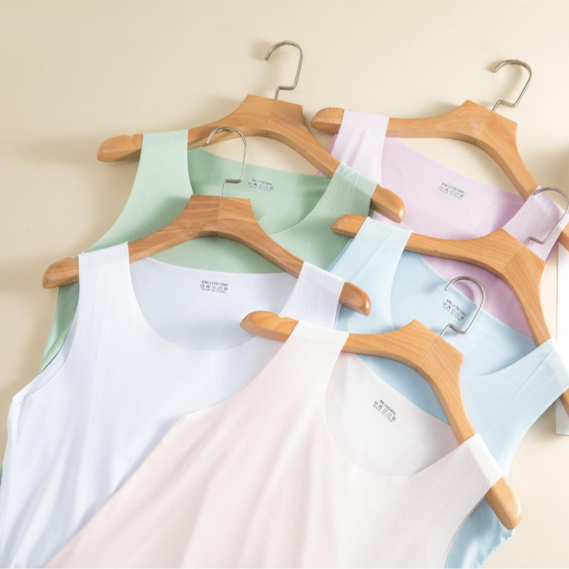 Sievietes bezšuvju top no ledus zīda, apaļš kakls, bez piedurknēm, visu sezonu, 95–100% poliesters