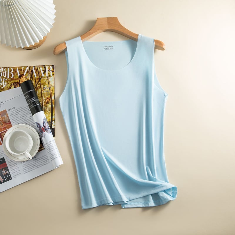 Sievietes bezšuvju top no ledus zīda, apaļš kakls, bez piedurknēm, visu sezonu, 95–100% poliesters