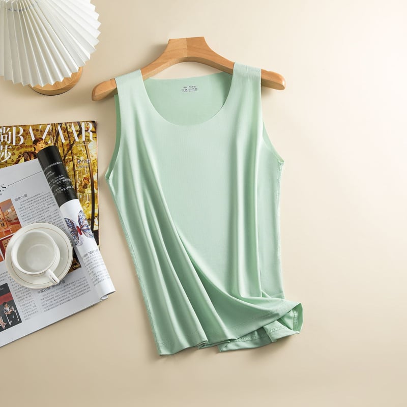 Sievietes bezšuvju top no ledus zīda, apaļš kakls, bez piedurknēm, visu sezonu, 95–100% poliesters