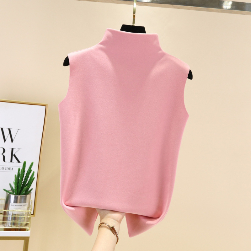 Sievietes bezrūpīgā vestes no Derong samta, iekšējā flīss, ar pusaugstu apkakli ziemai