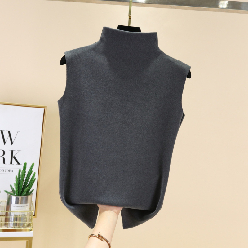 Sievietes bezrūpīgā vestes no Derong samta, iekšējā flīss, ar pusaugstu apkakli ziemai