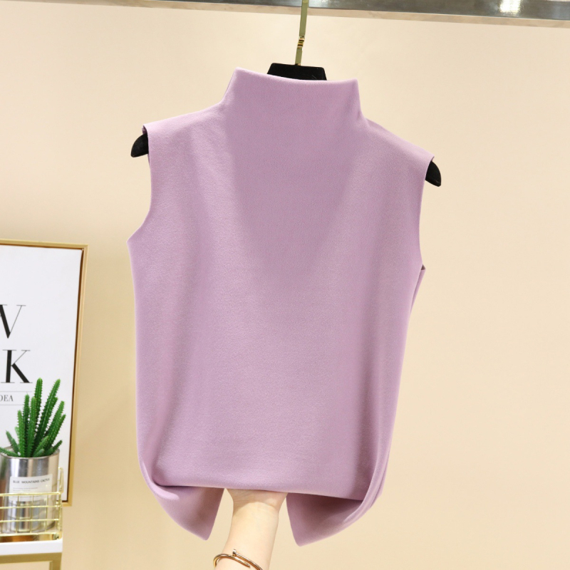 Sievietes bezrūpīgā vestes no Derong samta, iekšējā flīss, ar pusaugstu apkakli ziemai