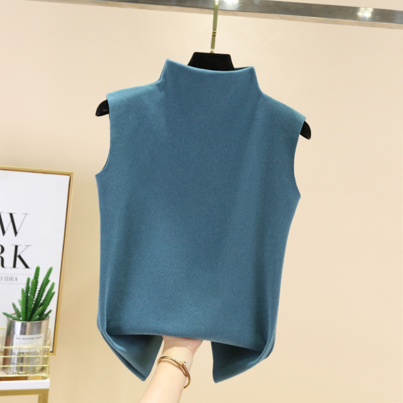 Sievietes bezrūpīgā vestes no Derong samta, iekšējā flīss, ar pusaugstu apkakli ziemai