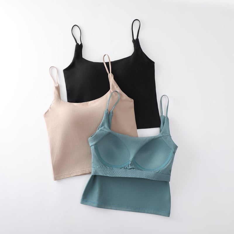 Viengabala kokvilnas top ar krūšu spilventiņiem, korejas stila siksnas, 95–100% kokvilna, auduma blīvums 161–180 g/m2